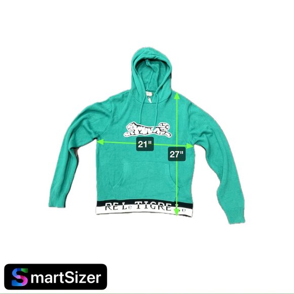 Le Tigre NWT Green Knit Hoodie Sweater Tiger Graphic Sz XXL - Picture 6 of 10